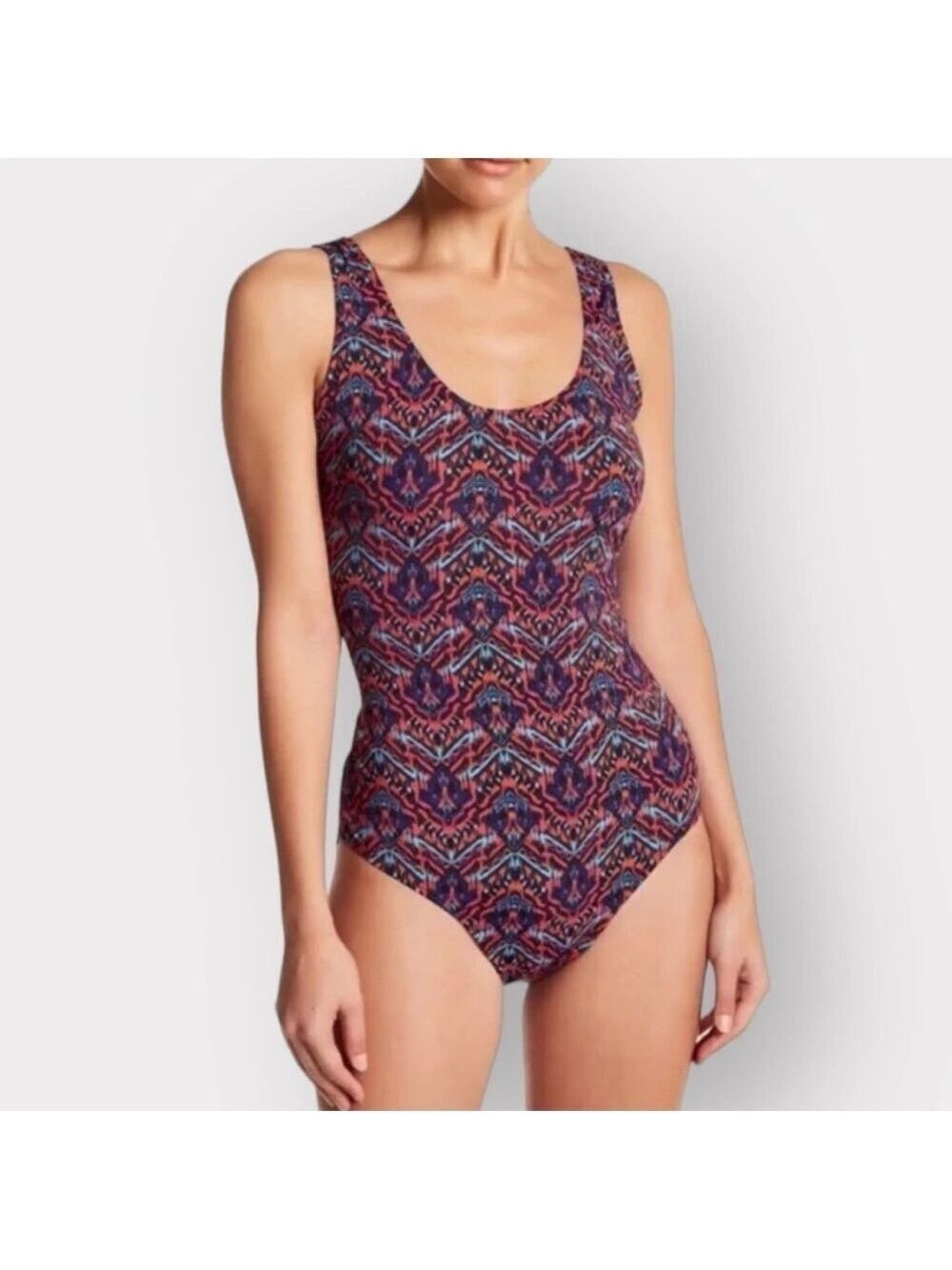P176 Tart NEW Open Back One-Piece Swimsuit Womens Large Graphic Print Auction